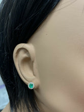 Load image into Gallery viewer, 1.00ct Natural Emerald and Diamond 14k Solid Yellow Gold Earrings