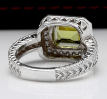 Load image into Gallery viewer, 3.75 Carats Natural Very Nice Looking Peridot and Diamond 14K Solid White Gold Ring