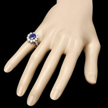 Load image into Gallery viewer, 3.90 Carats Natural Blue Sapphire and Diamond 14K Solid White Gold Ring