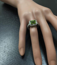 Load image into Gallery viewer, 3.75 Carats Natural Very Nice Looking Peridot and Diamond 14K Solid White Gold Ring