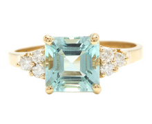 Load image into Gallery viewer, 2.75 Carats Natural Aquamarine and Diamond 14k Solid Yellow Gold Ring