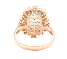 Load image into Gallery viewer, 7.80 Carats Natural Blue Zircon and Diamond 14k Solid Rose Gold Ring