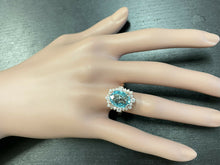 Load image into Gallery viewer, 7.80 Carats Natural Blue Zircon and Diamond 14k Solid Rose Gold Ring
