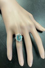 Load image into Gallery viewer, 7.80 Carats Natural Blue Zircon and Diamond 14k Solid Rose Gold Ring