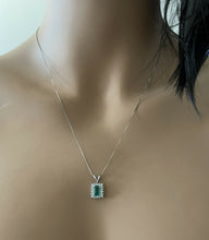 Load image into Gallery viewer, 1.50ct Natural Emerald and Diamond 14k Solid White Gold Necklace