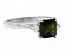 Load image into Gallery viewer, 1.25 Carats Natural Green Tourmaline and Diamond 14k Solid White Gold Ring
