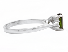 Load image into Gallery viewer, 1.25 Carats Natural Green Tourmaline and Diamond 14k Solid White Gold Ring