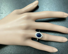 Load image into Gallery viewer, 3.60 Carats Natural Sapphire and Diamond 14k Solid White Gold Ring