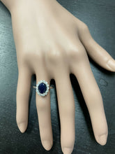Load image into Gallery viewer, 3.60 Carats Natural Sapphire and Diamond 14k Solid White Gold Ring