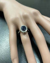 Load image into Gallery viewer, 3.60 Carats Natural Sapphire and Diamond 14k Solid White Gold Ring