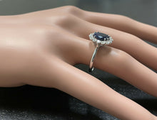 Load image into Gallery viewer, 3.60 Carats Natural Sapphire and Diamond 14k Solid White Gold Ring