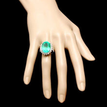 Load image into Gallery viewer, 12.70 Carats Natural Emerald and Diamond 18K Solid White Gold Ring