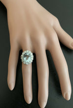 Load image into Gallery viewer, 6.15 Carats Natural Aquamarine and Diamond 14k Solid White Gold Ring