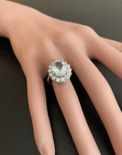 Load image into Gallery viewer, 6.15 Carats Natural Aquamarine and Diamond 14k Solid White Gold Ring