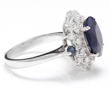 Load image into Gallery viewer, 5.50ct Natural Blue Sapphire &amp; Diamond 14k Solid White Gold Ring