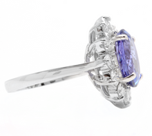 Load image into Gallery viewer, 5.75 Carats Natural Tanzanite and Diamond 18k Solid White Gold Ring