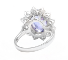 Load image into Gallery viewer, 5.75 Carats Natural Tanzanite and Diamond 18k Solid White Gold Ring