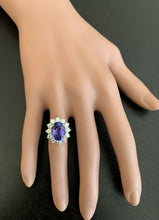 Load image into Gallery viewer, 5.75 Carats Natural Tanzanite and Diamond 18k Solid White Gold Ring