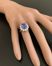 Load image into Gallery viewer, 5.75 Carats Natural Tanzanite and Diamond 18k Solid White Gold Ring