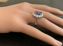 Load image into Gallery viewer, 5.75 Carats Natural Tanzanite and Diamond 18k Solid White Gold Ring