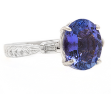 Load image into Gallery viewer, 3.14 Carats Natural Tanzanite and Diamond 14k Solid White Gold Ring