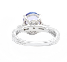 Load image into Gallery viewer, 3.14 Carats Natural Tanzanite and Diamond 14k Solid White Gold Ring