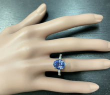 Load image into Gallery viewer, 3.14 Carats Natural Tanzanite and Diamond 14k Solid White Gold Ring
