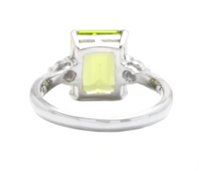 Load image into Gallery viewer, 3.18 Carats Natural Peridot and Diamond 14k Solid White Gold Ring