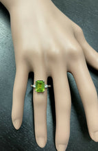 Load image into Gallery viewer, 3.18 Carats Natural Peridot and Diamond 14k Solid White Gold Ring
