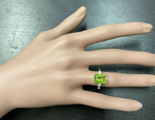 Load image into Gallery viewer, 3.18 Carats Natural Peridot and Diamond 14k Solid White Gold Ring