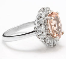 Load image into Gallery viewer, 4.30 Carats Impressive Natural Morganite and Diamond 14K Solid White Gold Ring