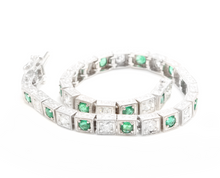 Load image into Gallery viewer, 4.70ct Natural Emerald and Diamond 14k Solid White Gold Bracelet