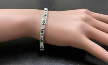 Load image into Gallery viewer, 4.70ct Natural Emerald and Diamond 14k Solid White Gold Bracelet