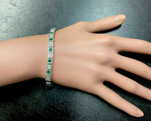 Load image into Gallery viewer, 4.70ct Natural Emerald and Diamond 14k Solid White Gold Bracelet