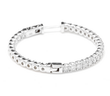 Load image into Gallery viewer, 3.00ct Natural Diamond 14k Solid White Gold Hoop Earrings