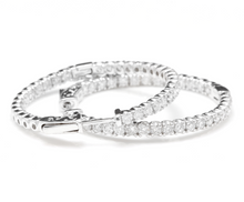 Load image into Gallery viewer, 3.00ct Natural Diamond 14k Solid White Gold Hoop Earrings