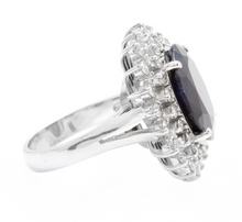 Load image into Gallery viewer, 13.00 Carats Natural Sapphire and Diamond 14k Solid White Gold Ring