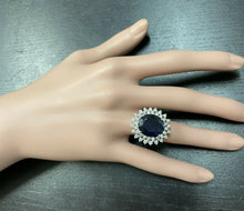 Load image into Gallery viewer, 13.00 Carats Natural Sapphire and Diamond 14k Solid White Gold Ring