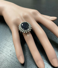 Load image into Gallery viewer, 13.00 Carats Natural Sapphire and Diamond 14k Solid White Gold Ring