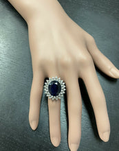 Load image into Gallery viewer, 13.00 Carats Natural Sapphire and Diamond 14k Solid White Gold Ring
