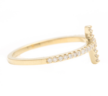 Load image into Gallery viewer, 0.25ct Natural Diamond 14k Solid Yellow Gold Cross Ring