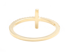 Load image into Gallery viewer, 0.25ct Natural Diamond 14k Solid Yellow Gold Cross Ring
