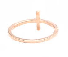 Load image into Gallery viewer, 0.25ct Natural Diamond 14k Solid Rose Gold Cross Ring