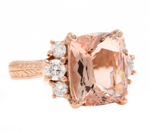 Load image into Gallery viewer, 7.25 Carats Natural Morganite and Diamond 14k Solid Rose Gold Ring