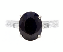 Load image into Gallery viewer, 5.14 Carats Natural Sapphire and Diamond 14k Solid White Gold Ring