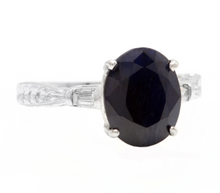 Load image into Gallery viewer, 5.14 Carats Natural Sapphire and Diamond 14k Solid White Gold Ring