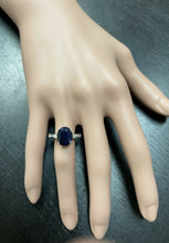 Load image into Gallery viewer, 5.14 Carats Natural Sapphire and Diamond 14k Solid White Gold Ring