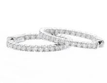 Load image into Gallery viewer, 2.15ct Natural Diamond 14k Solid White Gold Hoop Earrings