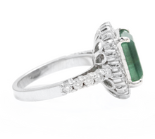 Load image into Gallery viewer, 5.50ct Natural Emerald &amp; Diamond 14k Solid White Gold Ring