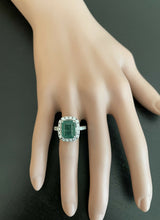 Load image into Gallery viewer, 5.50ct Natural Emerald &amp; Diamond 14k Solid White Gold Ring